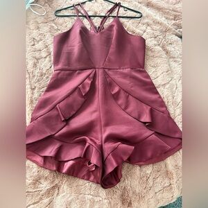 L'ATISTE Deep Red Satin romper